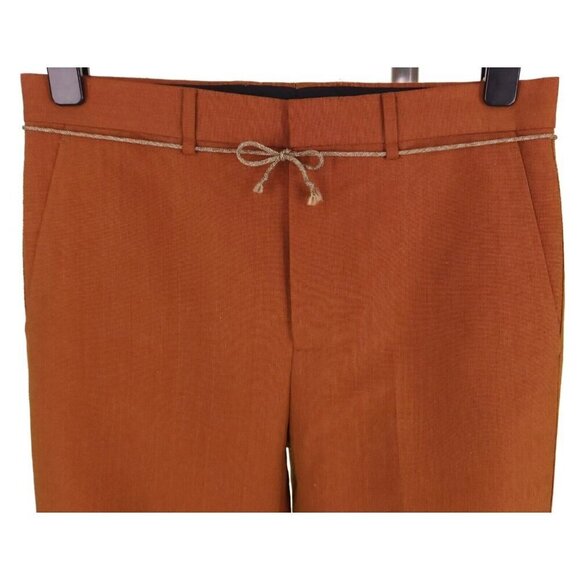 Acne Studios Straight Leg Linen Blend Trousers Size 44 US S Brown New - Picture 2 of 8